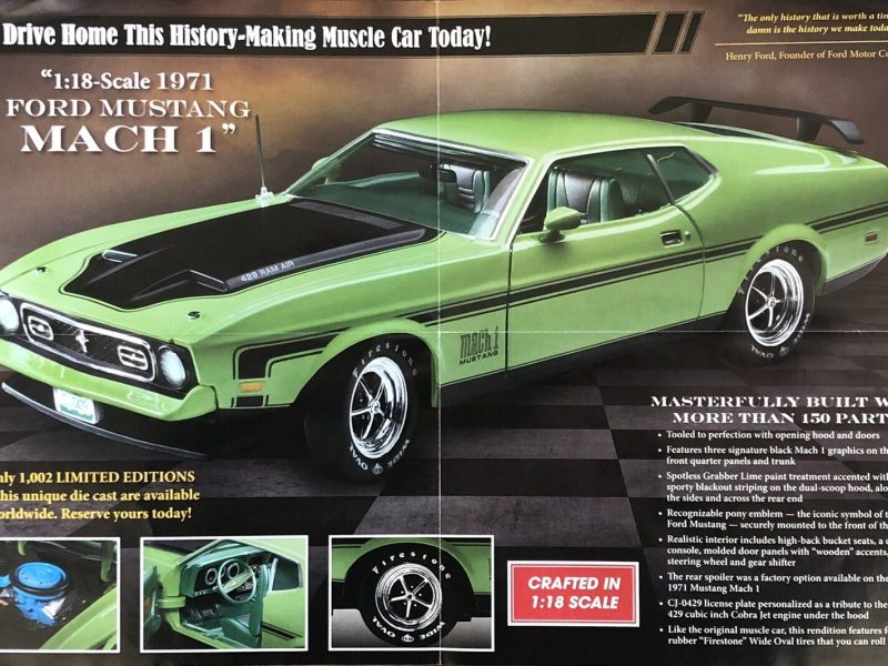 AUTO WORLD AMERICAN MUSCLE 1971 FORD MUSTANG MACH 1 THE HAMILTON COLLECTION 1/18